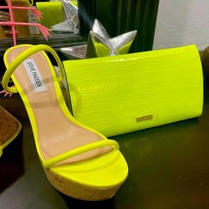 Steve Madden Platform wedges w aldo lime green purse to match!